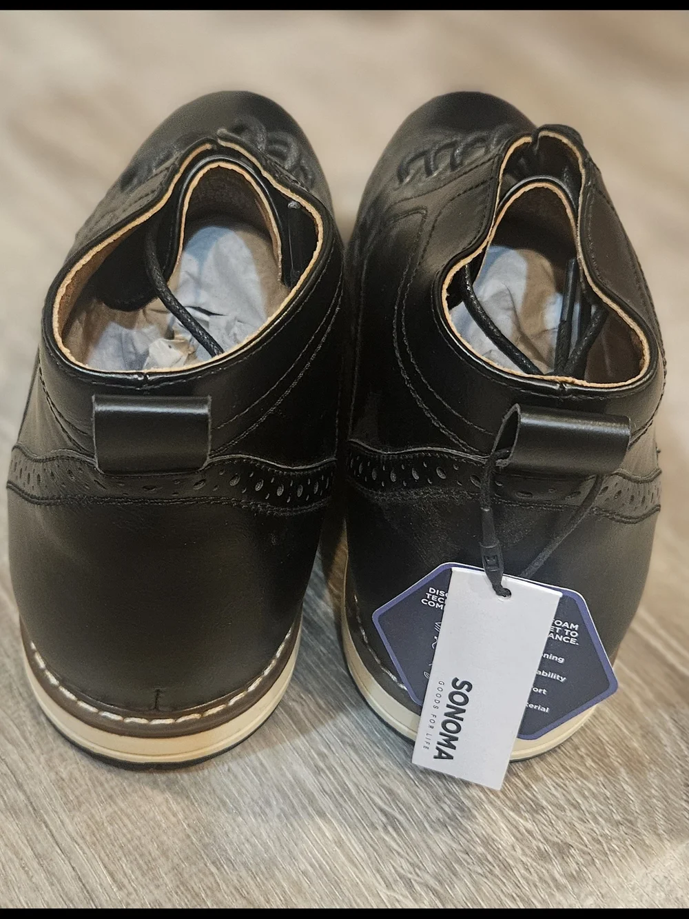 Men's Black Leather Wingtip Boots (New With Tags- Never Worn!)